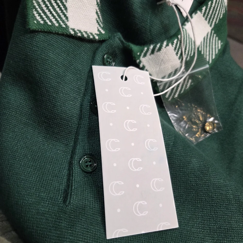 Curations x Ty Mayberry Unisex Pullover Sweater Size XL Green Argyle‎ Collar